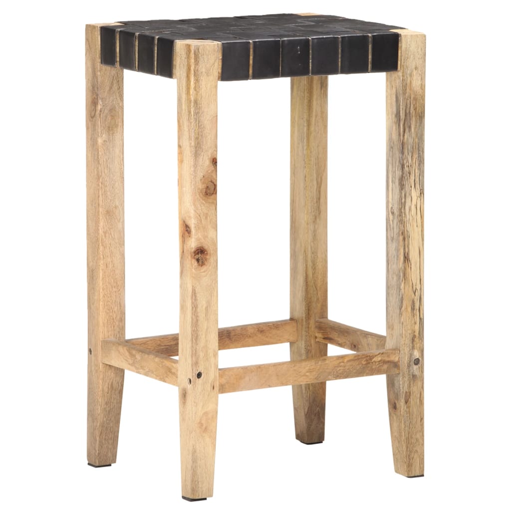 Taburetes de cocina 2 unidades cuero auténtico negro 75 cm