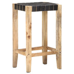 Taburetes de cocina 2 unidades cuero auténtico negro 75 cm