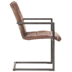 Silla voladiza comedor 2 uds cuero auténtico marrón envejecido