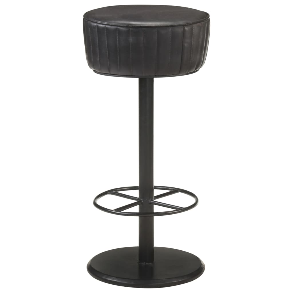 Vintage gray genuine leather kitchen stool