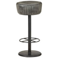 Taburete de cocina de cuero auténtico gris envejecido