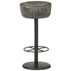 Taburete de cocina de cuero auténtico gris envejecido