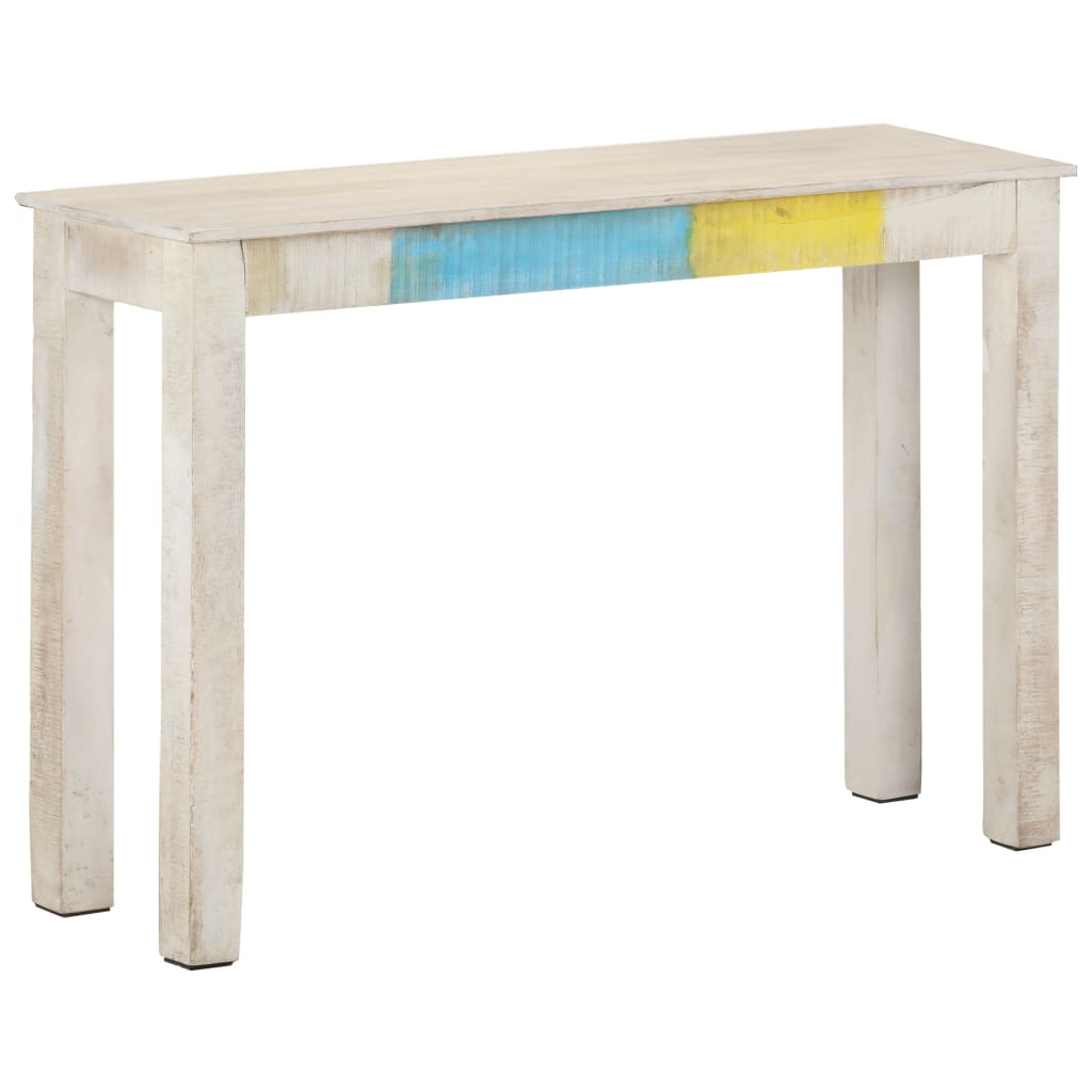 Mesa consola de madera de mango rugosa blanca 115x35x77 cm
