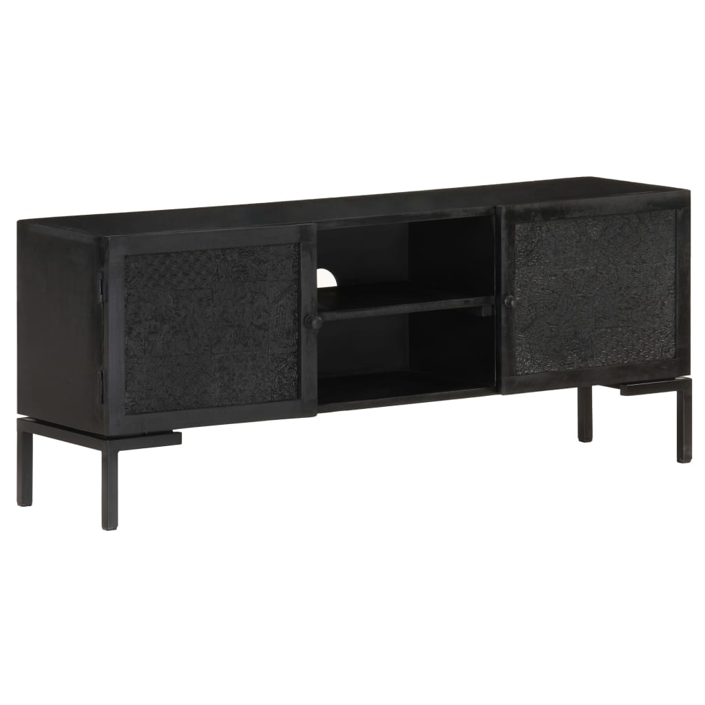 Mueble para TV de madera maciza de mango blanco 115x30x46 cm