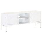 Mueble para TV de madera maciza de mango blanco 115x30x46 cm