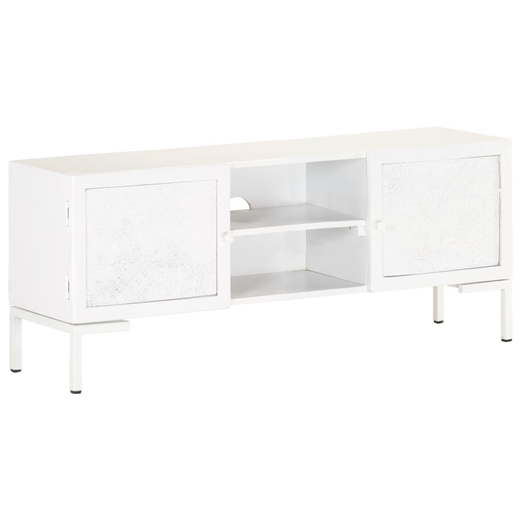 Mueble para TV de madera maciza de mango blanco 115x30x46 cm