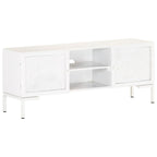 Mueble para TV de madera maciza de mango blanco 115x30x46 cm