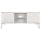 Mueble para TV de madera maciza de mango blanco 115x30x46 cm