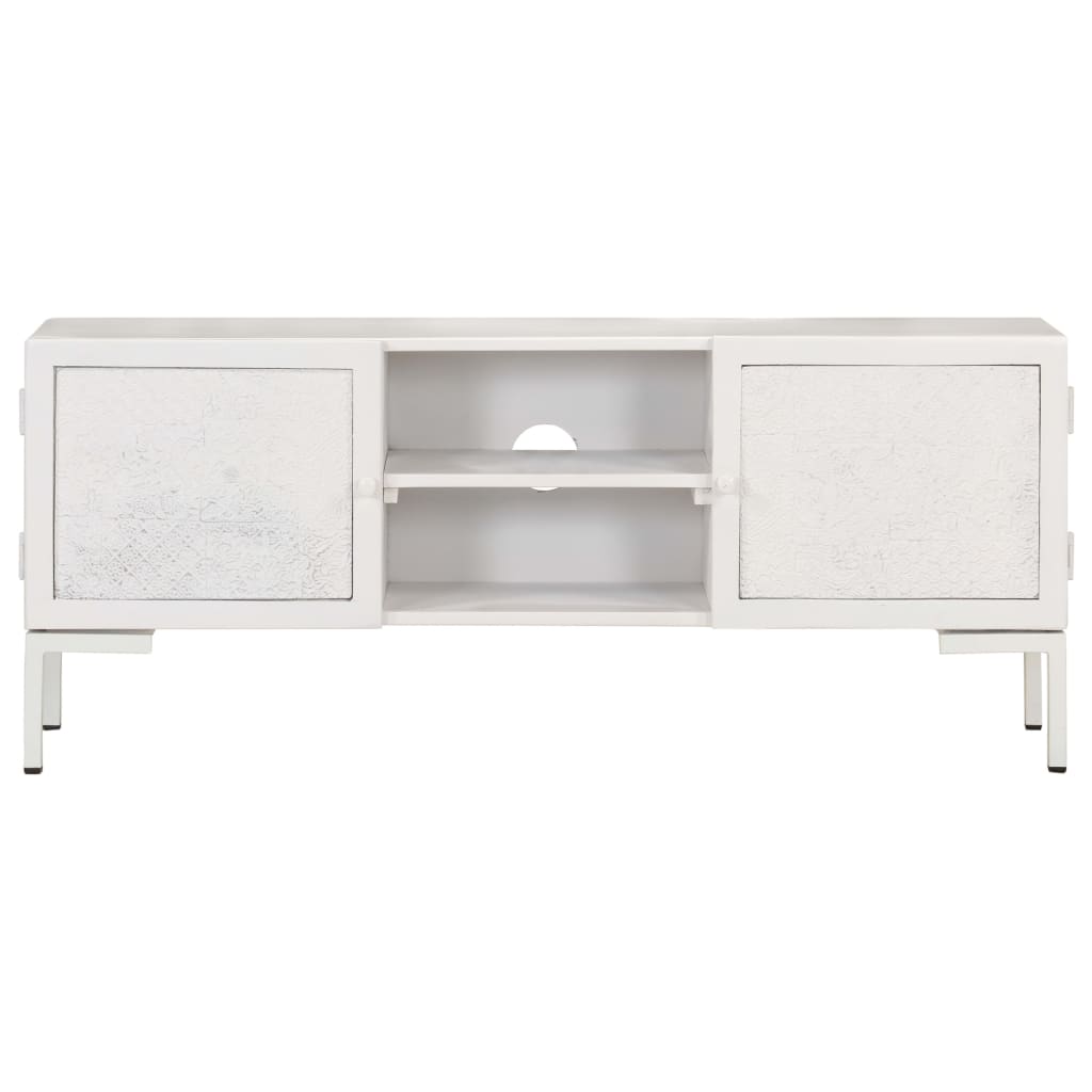 Mueble para TV de madera maciza de mango blanco 115x30x46 cm