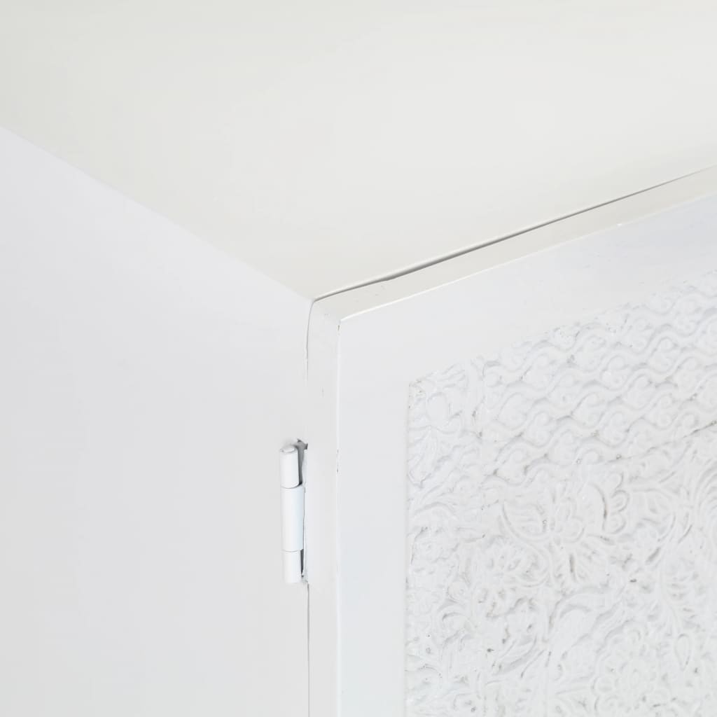 Mueble para TV de madera maciza de mango blanco 115x30x46 cm