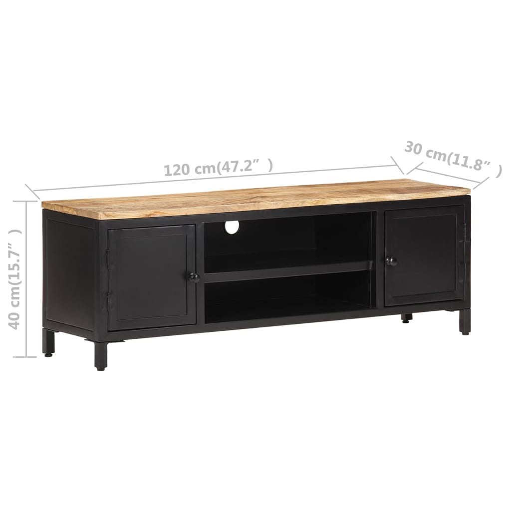 Mueble para TV de madera maciza de mango rugosa 120x30x40 cm