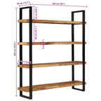 Estantería de 4 niveles madera de mango rugosa 160x40x180 cm