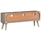 Mueble para TV madera maciza de mango rugosa gris 130x35x51 cm