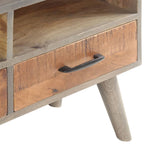 Mueble para TV madera maciza de mango rugosa gris 130x35x51 cm