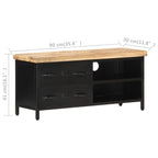 Mueble para TV de madera maciza de mango rugosa 90x30x41 cm