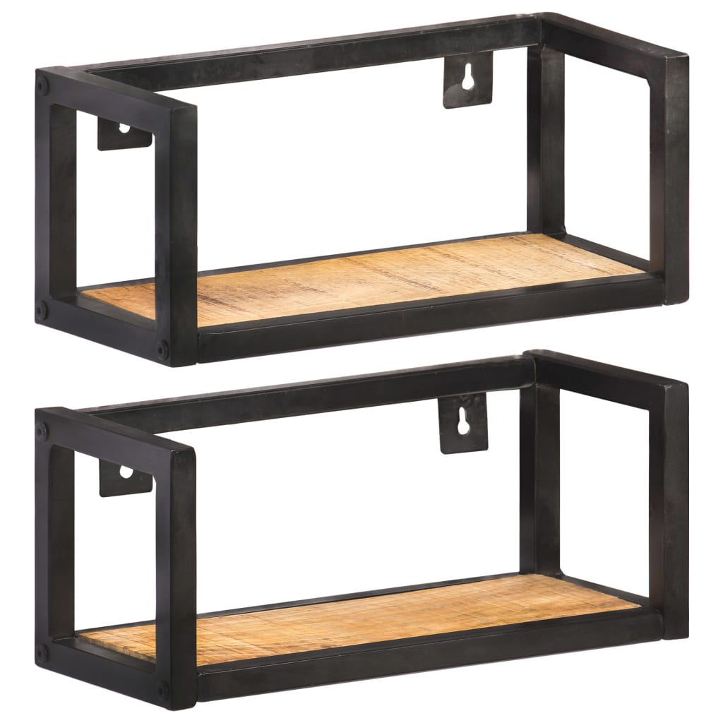 Estantes de pared 2 unidades 120 cm madera de mango rugosa