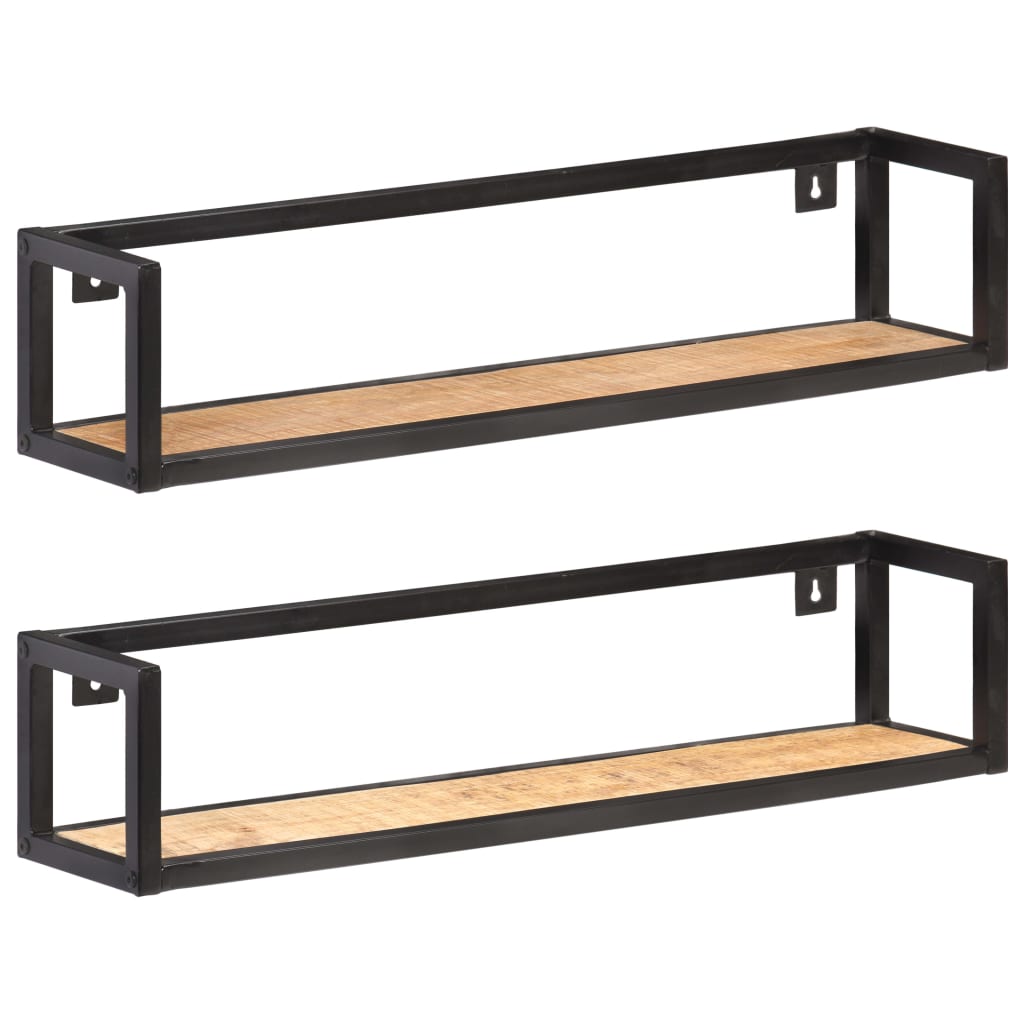 Estantes de pared 2 unidades 120 cm madera de mango rugosa