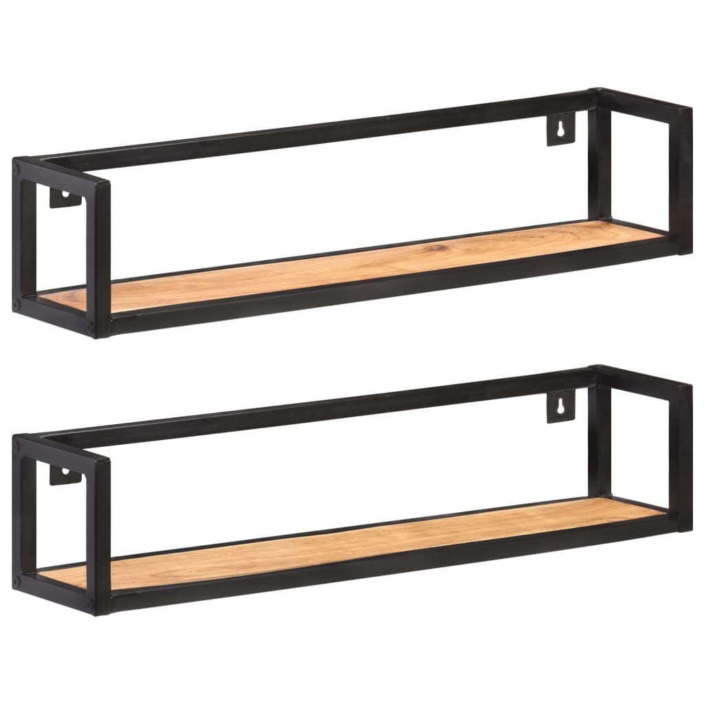 Estantes de pared 2 unidades 120 cm madera de mango rugosa