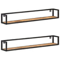 Estantes de pared 2 unidades 120 cm madera de mango rugosa