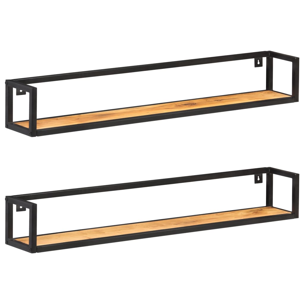 Estantes de pared 2 unidades 120 cm madera de mango rugosa