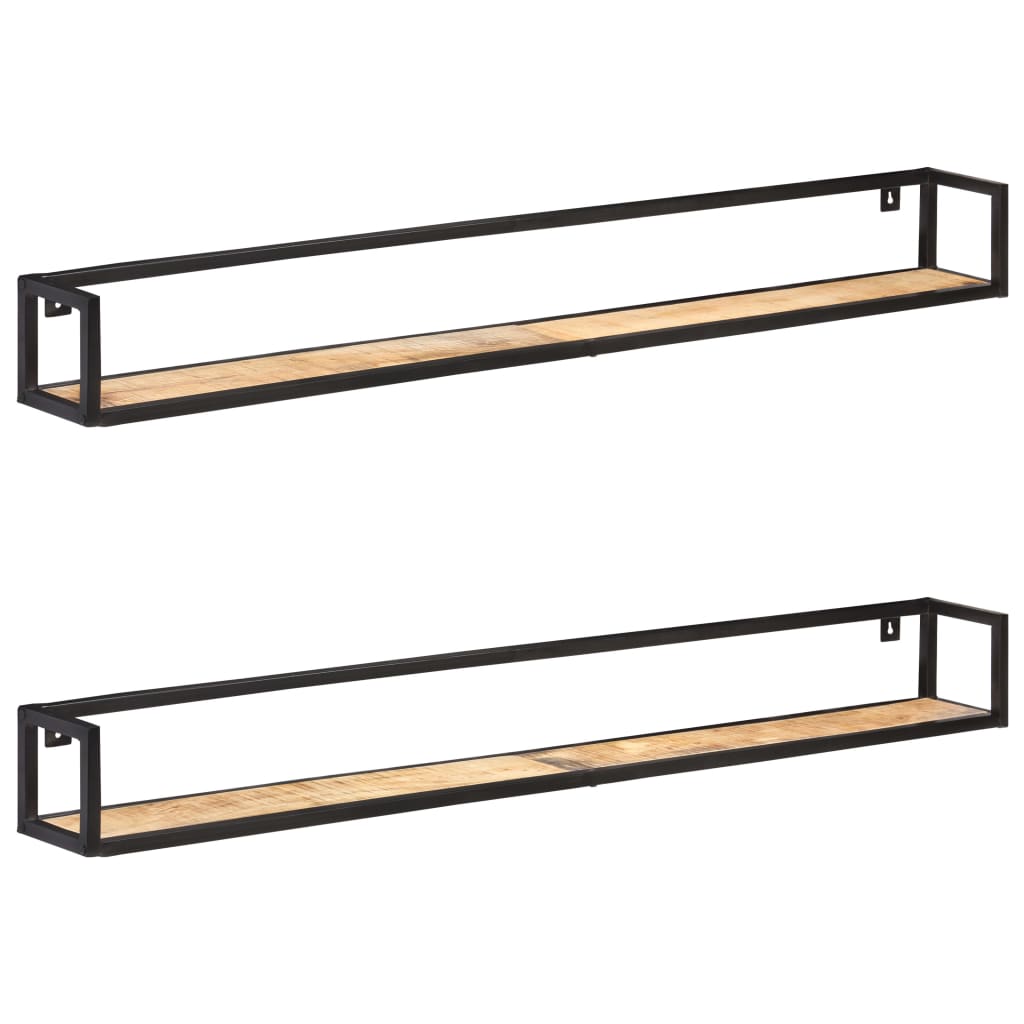 Estantes de pared 2 unidades 120 cm madera de mango rugosa
