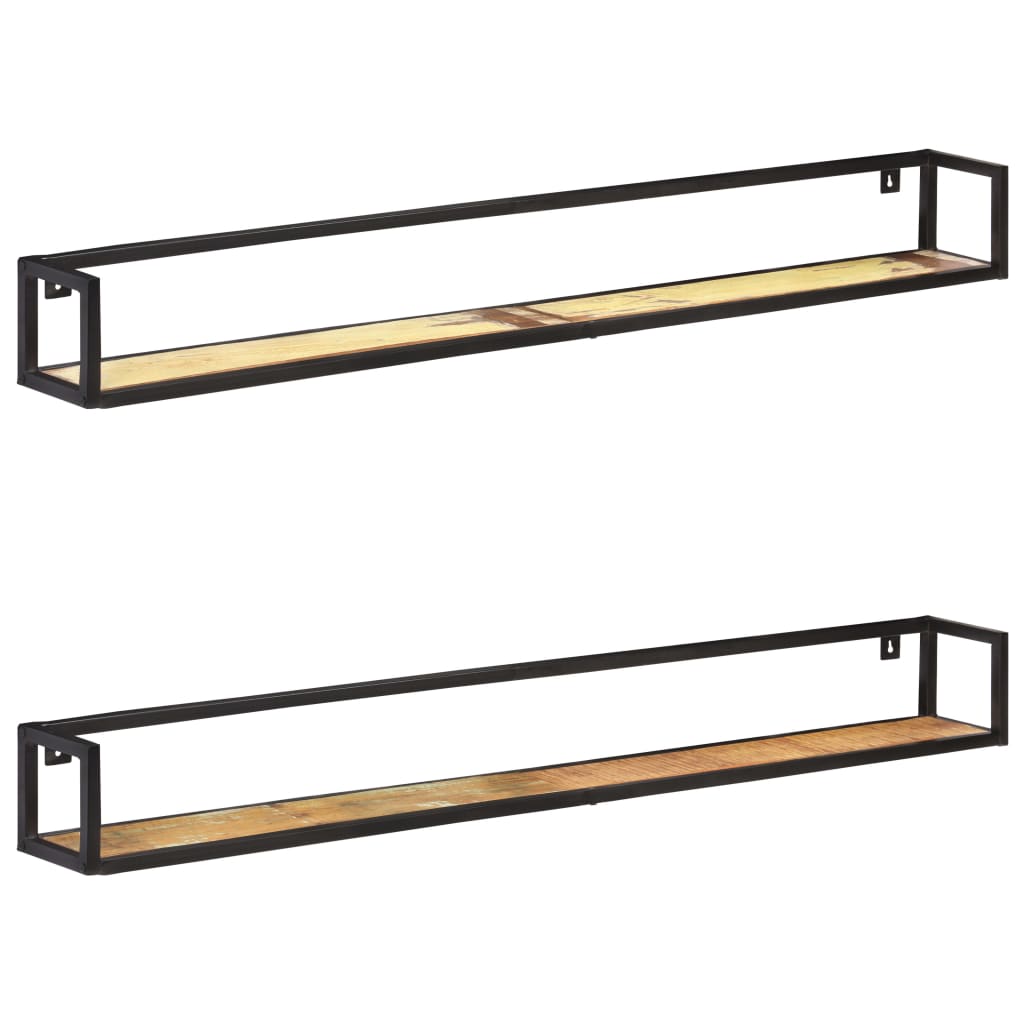 Estantes de pared 2 unidades 120 cm madera de mango rugosa