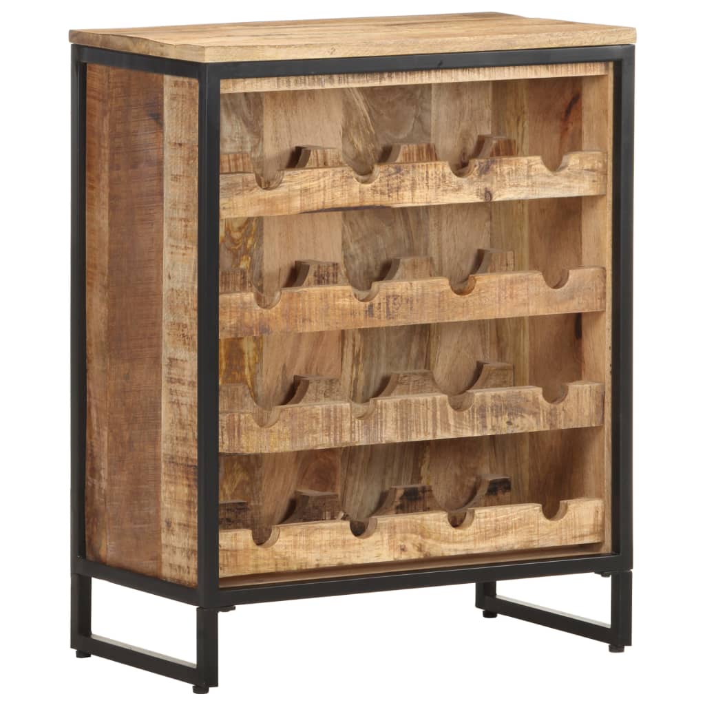 Botellero de madera maciza de mango rugosa 62x33x78,5 cm