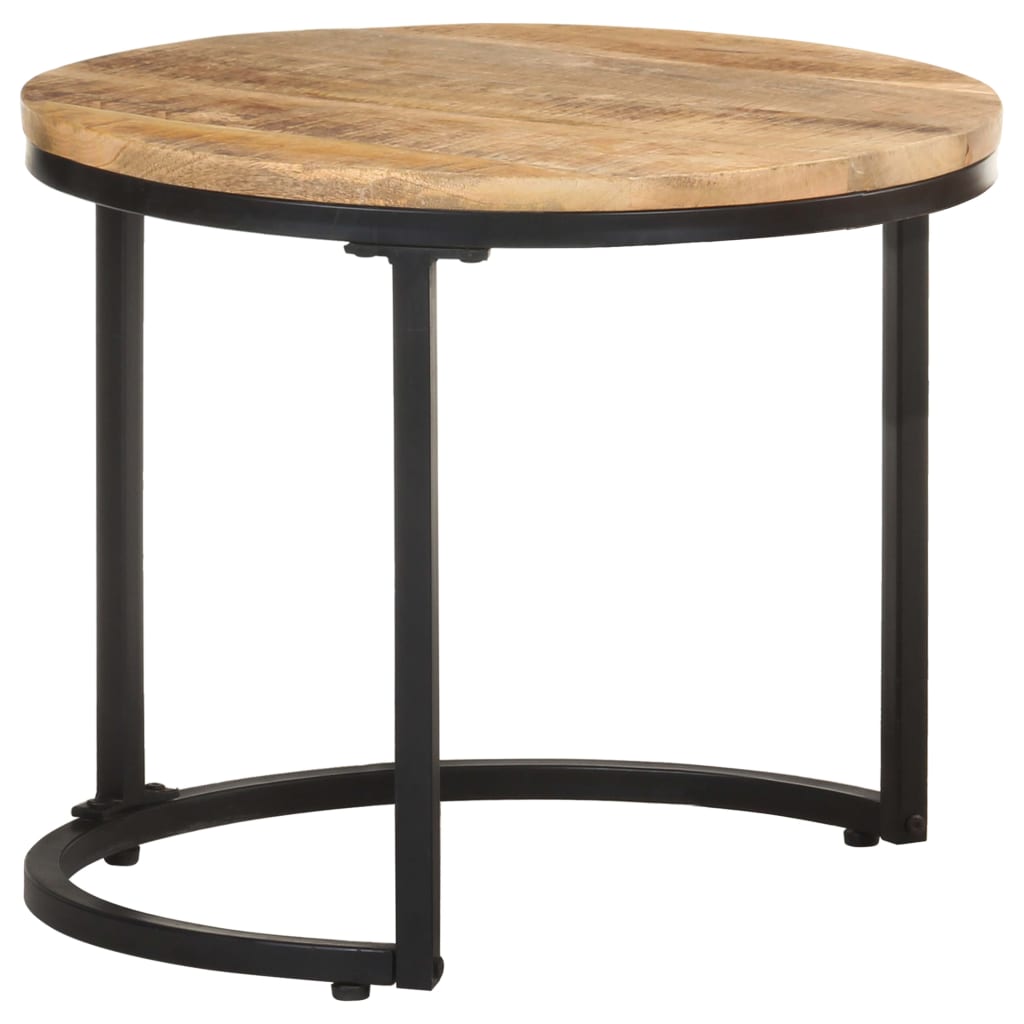Mesitas auxiliares 3 Piezas madera de mango rugosa