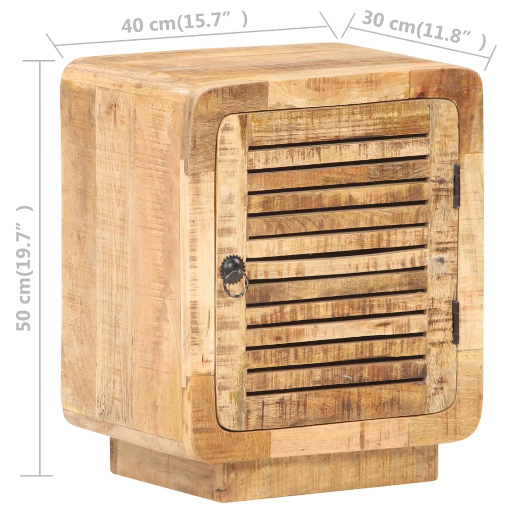 Mesita de noche de madera de mango rugosa 40x30x50 cm