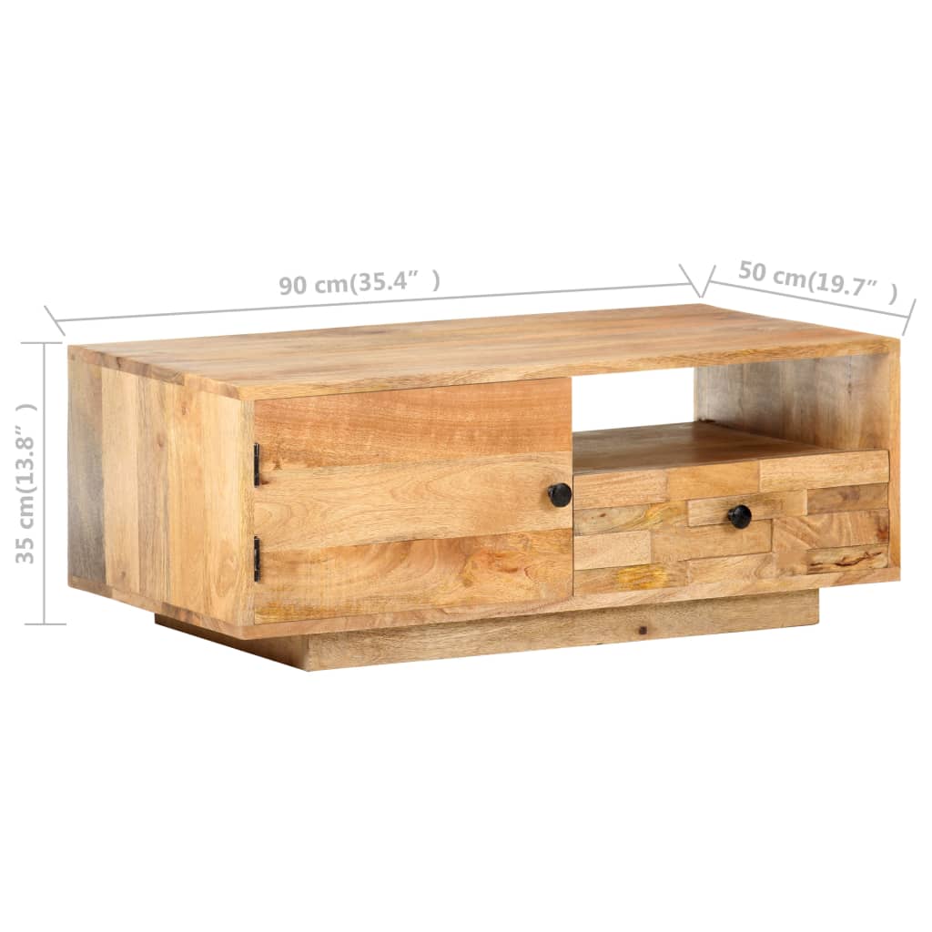 Mesa de centro de madera maciza de mango 90x50x35 cm
