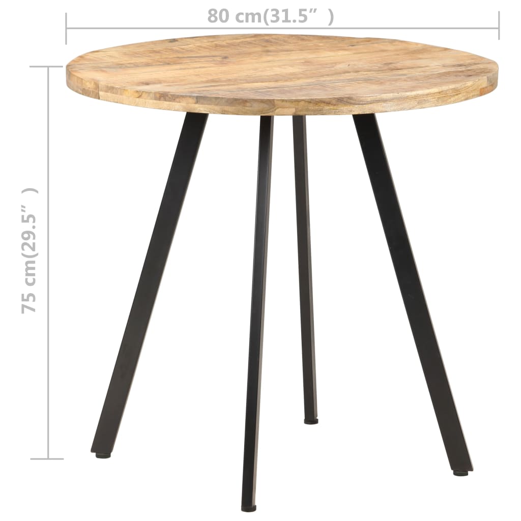 Mesa de comedor de madera de mango rugosa 80 cm