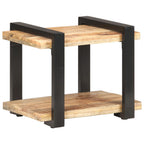 Mesita de noche de madera de mango rugosa 50x40x40 cm