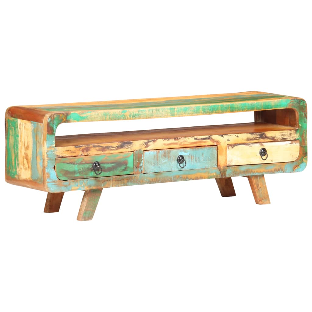Mueble para TV de madera maciza reciclada 117x30x41 cm