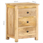 Mesita de noche de madera maciza de mango 45x35x60 cm