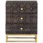 Mesita de noche de madera maciza de mango negro 40x30x50 cm
