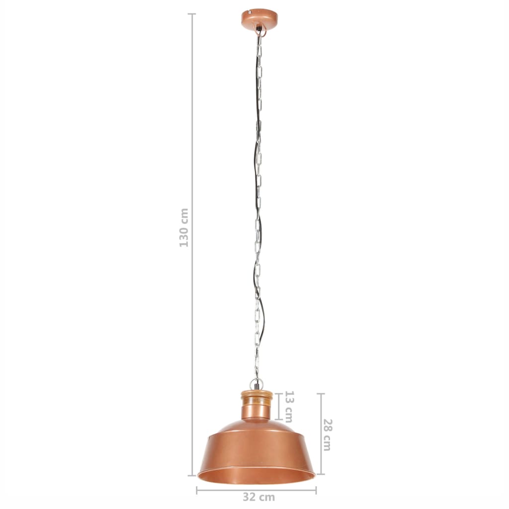 Lámpara colgante industrial 32 cm cobre E27