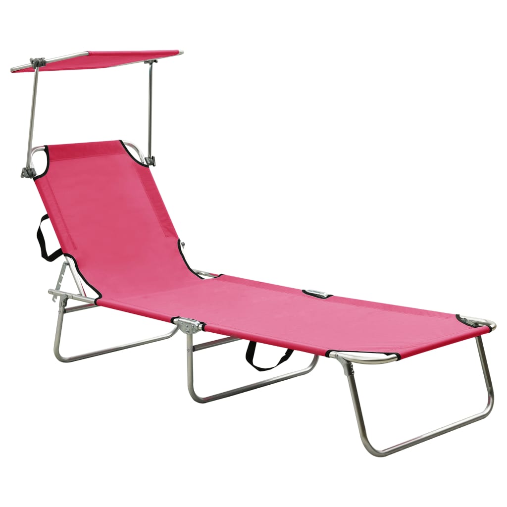 Tumbona plegable con toldo de acero azul turquesa