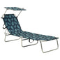 Tumbona plegable con toldo de acero azul turquesa