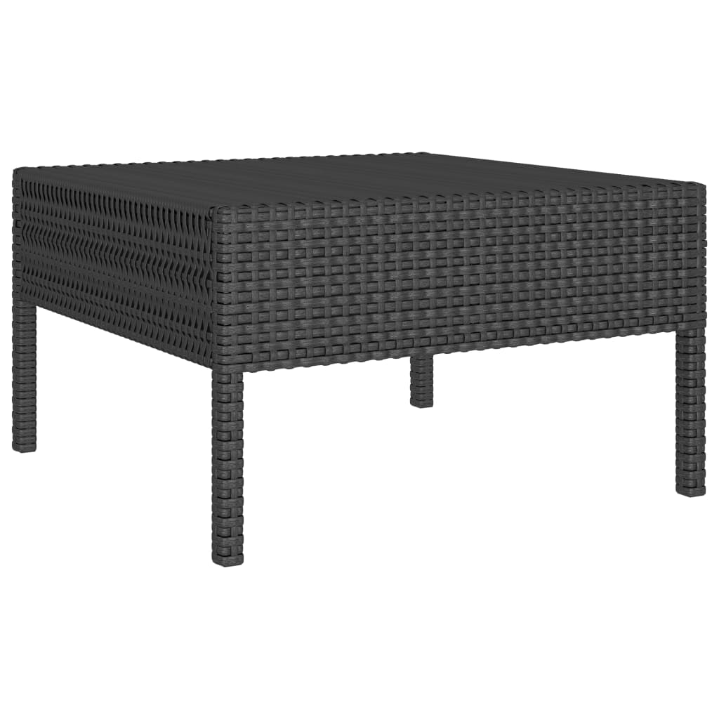 Set de muebles de jardín 3 pzas y cojines ratán sintético negro