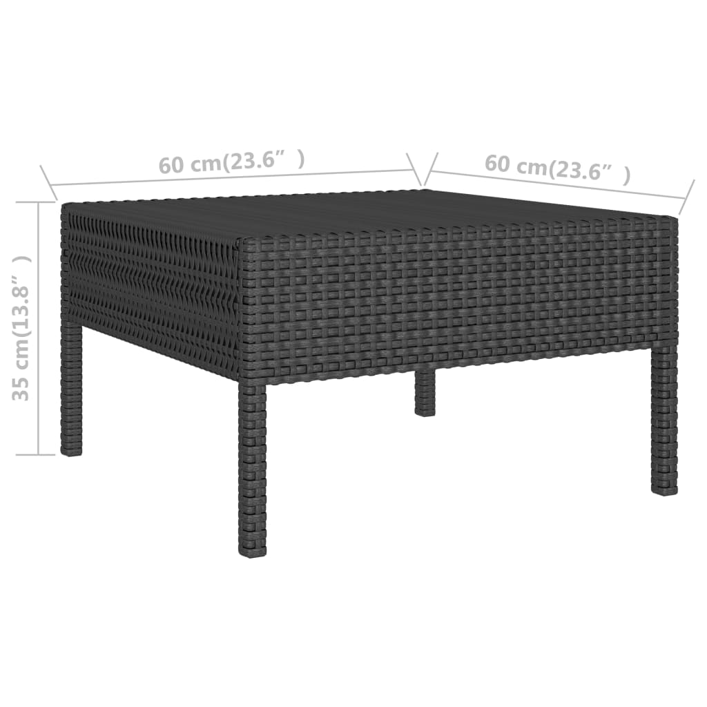 Set de muebles de jardín 3 pzas y cojines ratán sintético negro