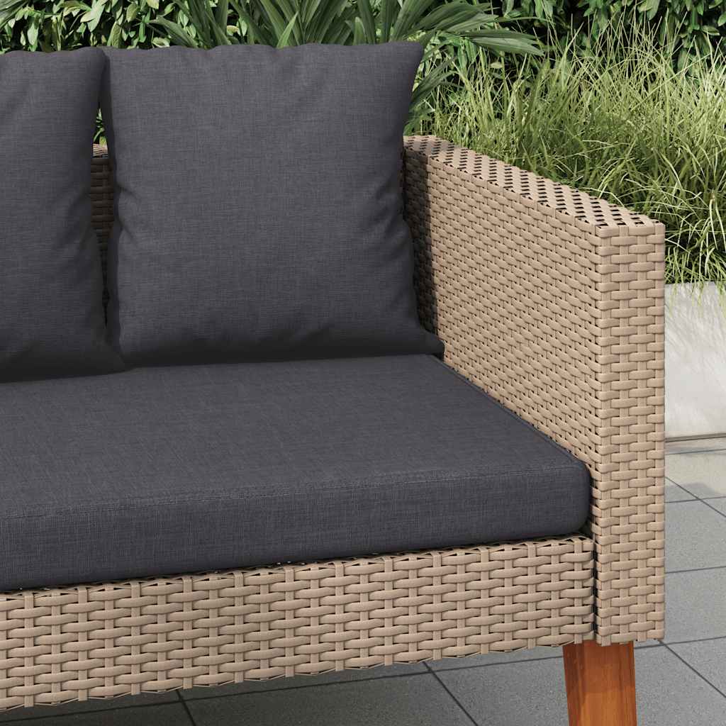 Sofá de jardín 2 plazas con cojines ratán sintético beige