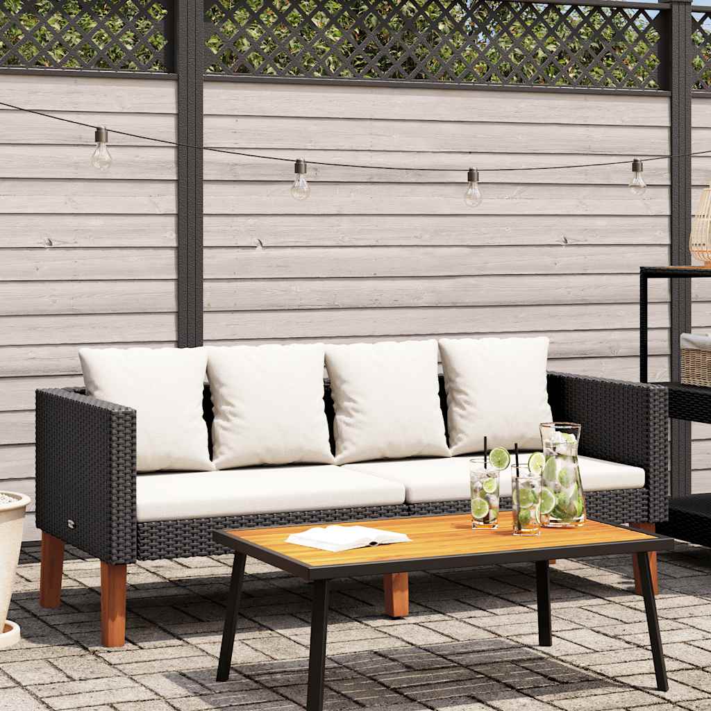 Sofá de jardín 2 plazas con cojines ratán sintético beige