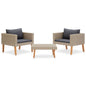 3-piece garden furniture set with synthetic rattan cushions, beige