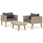 Set de muebles de jardín 3 pzas y cojines ratán sintético beige