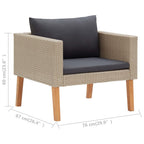 Set de muebles de jardín 3 pzas y cojines ratán sintético beige