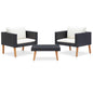 3-piece garden furniture set with synthetic rattan cushions, beige