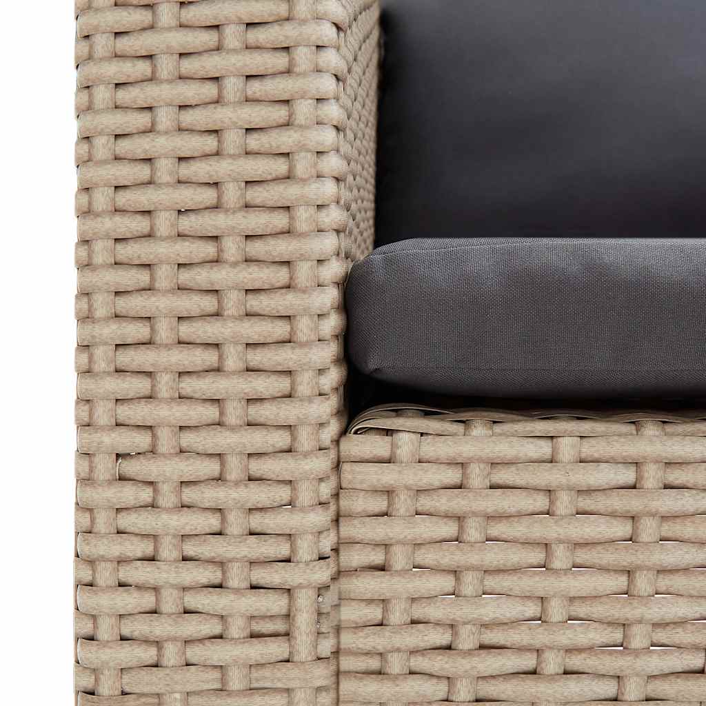 Sofá individual de jardín con cojines ratán sintético beige