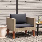 Sofá individual de jardín con cojines ratán sintético beige