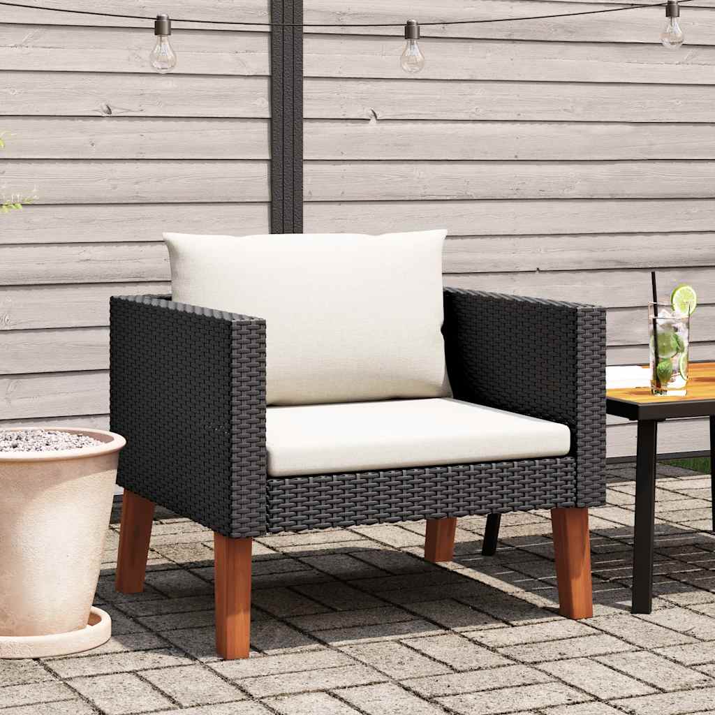Sofá individual de jardín con cojines ratán sintético beige