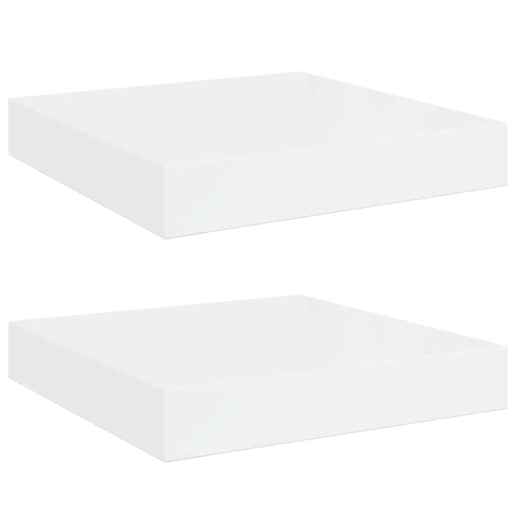 Estante flotante de pared 2 uds MDF blanco brillo 23x23,5x3,8cm